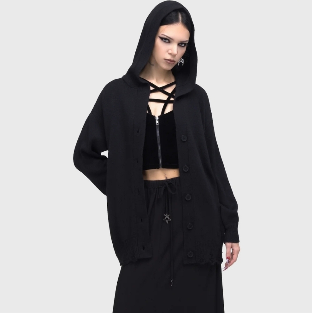 Killstar Black Hooded Cardigan - Picture 2 of 5